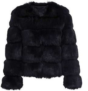 Black Faux Fur Long Sleeve Jacket