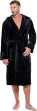 Load image into Gallery viewer, Men&#39;s Black Long Sleeve Fuzzy Hooded Robe