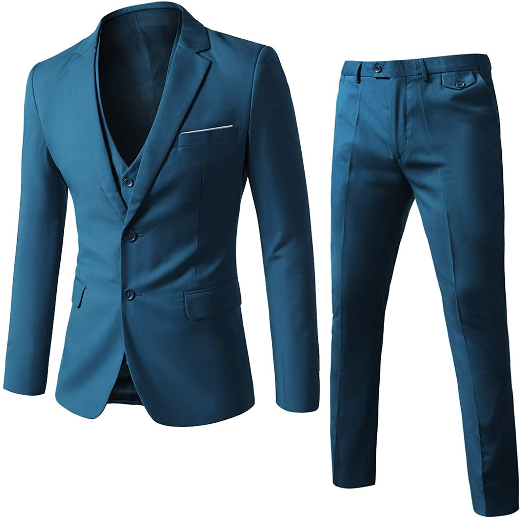 Luxury Turquoise Blue 3pc Formal Men’s Suit