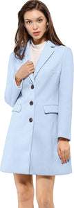 Women's Light Blue Single Breasted Outwear Winter Coat