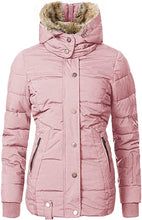 Load image into Gallery viewer, Women&#39;s Pink Faux Fur Hooded Puffer Parka Overcoat