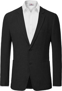 Men's Notched Lapel Collar Black Tailored Blazer Sport Coat