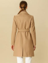 Load image into Gallery viewer, Outerwear Khaki Notch Lapel Double Breasted Belted Long Winter Coat