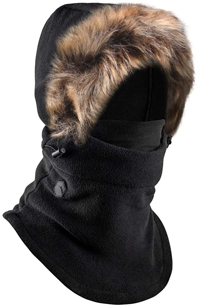 Black Heavyweight Fleece Fur Winter Face Mask Cover