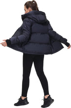 Load image into Gallery viewer, Warm Winter Navy Quilted Athletic Women&#39;s Puffer Jacket