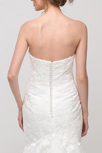 Mermaid Flair Sweetheart Bodice Silver Beaded Wedding Dress