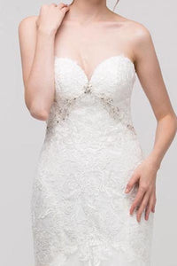 Mermaid Flair Sweetheart Bodice Silver Beaded Wedding Dress