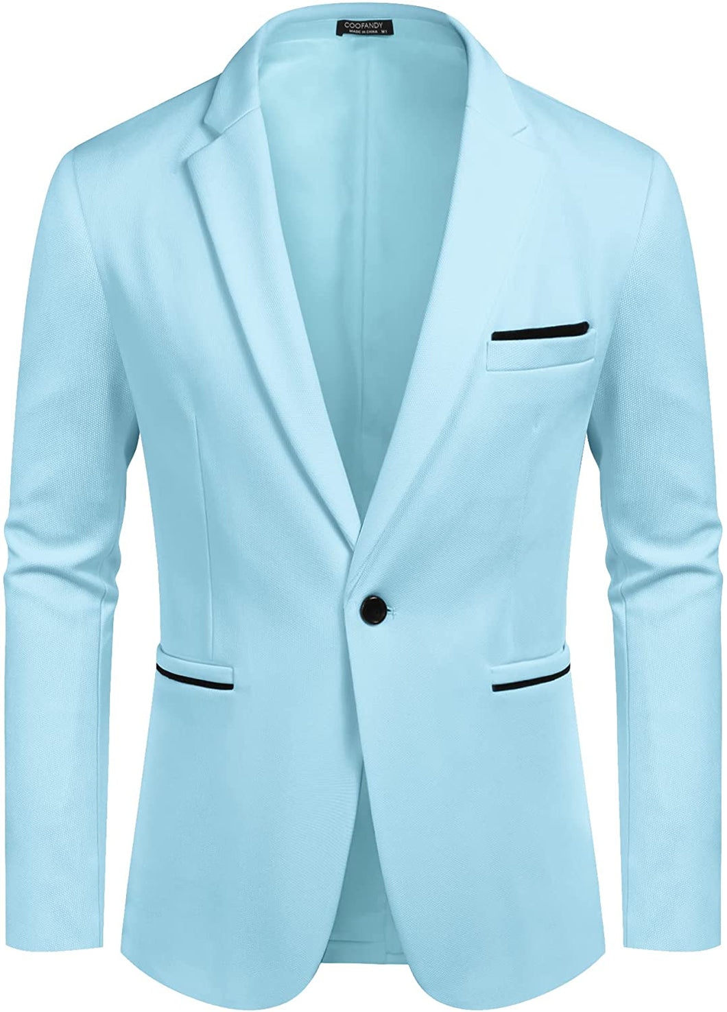 Men's Notched Lapel Sky Blue One Button Sports Coat Blazer