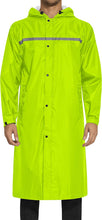 Load image into Gallery viewer, Men&#39;s Green Hooded Reflective Lightweight Long Rain Jacket