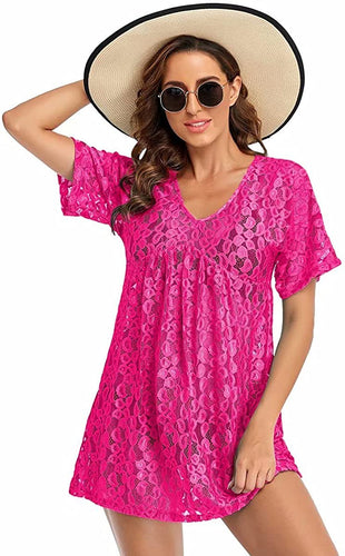 Malaya Rose Red Swimwear Lace Beach Cover Ups