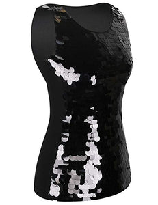 Black Sparkle Payette Circles Sequin Top