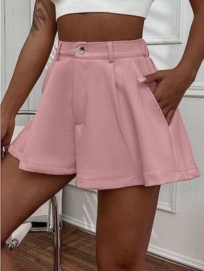 Summer Chic Pink High Waist Pleated Shorts