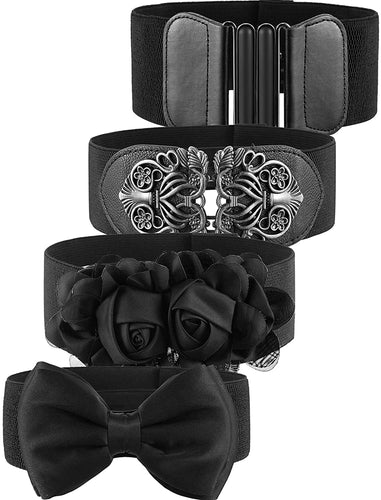 Retro Cinch Black Rustic Style 4 Pieces Belt