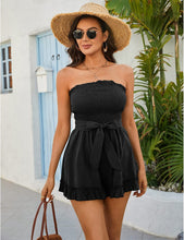 Load image into Gallery viewer, Summer Off Shoulder Black Strapless Ruffle Rompers