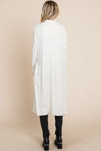 Load image into Gallery viewer, White Cream Knit Drape Long Sleeve Ruffled Duster Cardigan