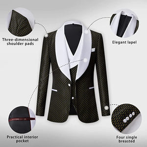Men's Black Long Sleeve Blazer w/White Lapel & Pants 2pc Suit