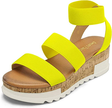 Summer Neon Green Flat Platform Ankle Strap Sandals
