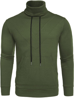 Army Green Turtleneck Long Sleeve Sweatshirt