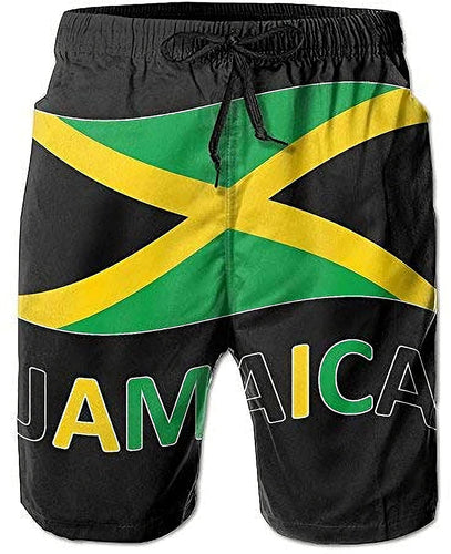 Men's Jamaican Flag Beach Shorts Swimming Trunks