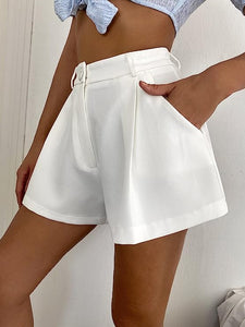 Summer Chic Mocha Brown High Waist Pleated Shorts