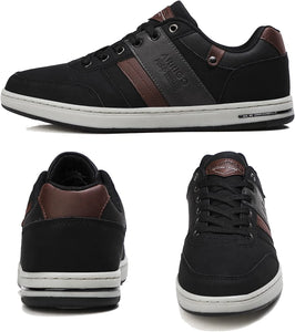 Men's Black PU Leather Casual Walking Shoes