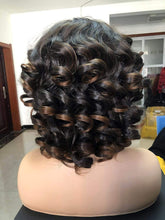 Load image into Gallery viewer, Black/Brown Short Ringlet Kinky Curly Wigs with Bangs