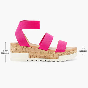 Summer Pink Flat Platform Ankle Strap Sandals