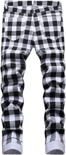 Load image into Gallery viewer, Unique White Plaid Men&#39;s Biker Pants