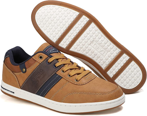 Men's Yellow PU Leather Casual Walking Shoes