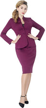 Load image into Gallery viewer, Modern Burgundy Deep V-Neck 2 Pc Skirt and Suit Jacket Set