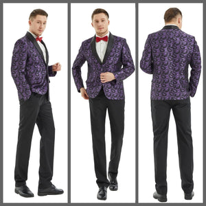 Men's Paisley Shawl Lapel Purple 2pc Formal Suit