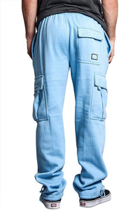 Men's Baggy Sky Blue Fleece Cargo Sweatpants