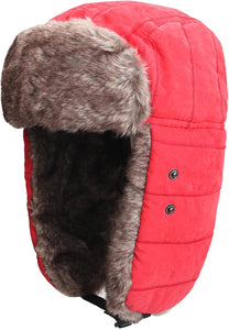 Men's Windproof Warm Trapper Red Russian Hats with Mask