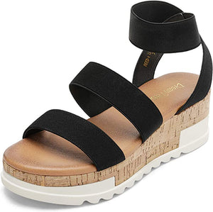 Summer Brown Flat Platform Ankle Strap Sandals