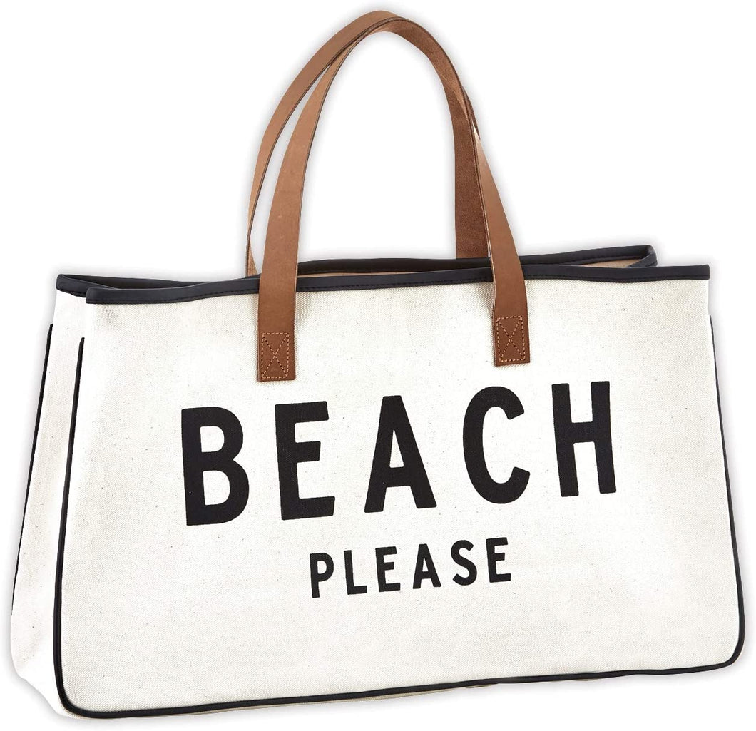 Canvas White Beach Please Print Tote Bag