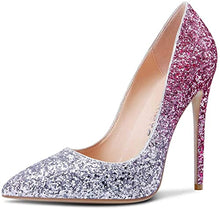 Load image into Gallery viewer, Crushed Purple Silver Fading Sequin High Heel Pumps