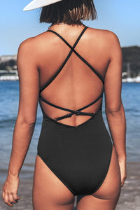 Cabana Black One Piece Lace Up Swimsuit
