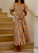 Load image into Gallery viewer, Floral Puff Sleeve Summer Short Sleeve Maxi Dress