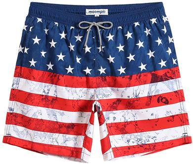 Mesh Lining American Flag Quick Dry Swim Shorts