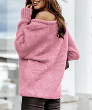 Load image into Gallery viewer, Ribbed Knitted Pink Casual Long Sleeve Women&#39;s Sweater