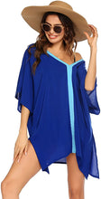 Load image into Gallery viewer, Navy Blue Kimono Sleeve Chiffon Swimwear Cover Up/Cardigan