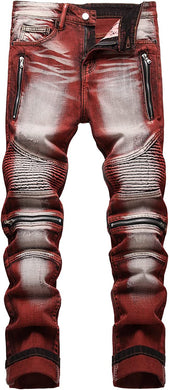Unique Maroon Tie-Dye Men's Biker Pants