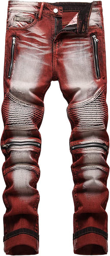 Unique Maroon Tie-Dye Men's Biker Pants