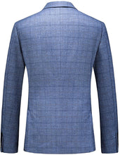 Load image into Gallery viewer, Men&#39;s Light Blue Plaid Tweed Slim Fit One Button Suit