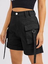 Load image into Gallery viewer, Cargo Summer Black High Waist Summer Shorts