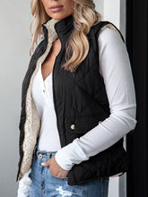 Load image into Gallery viewer, Reversible Black Quilted Sherpa Fleece Sleeveless Vest