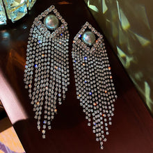 Load image into Gallery viewer, Fashion Crystal Rhinestones Big Pearl Tassels Earrings