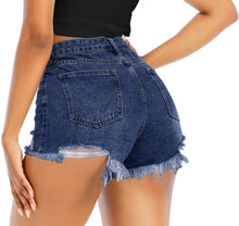 Load image into Gallery viewer, Prime Frayed High Waist Ripped Denim Shorts