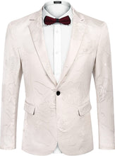 Load image into Gallery viewer, Luxury Silver Beige Floral Single Breasted Tuxedo Men&#39;s Blazer