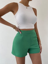 Load image into Gallery viewer, Pleated Blue High Waist Summer Shorts